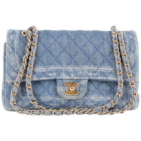 chanel flap denim bag